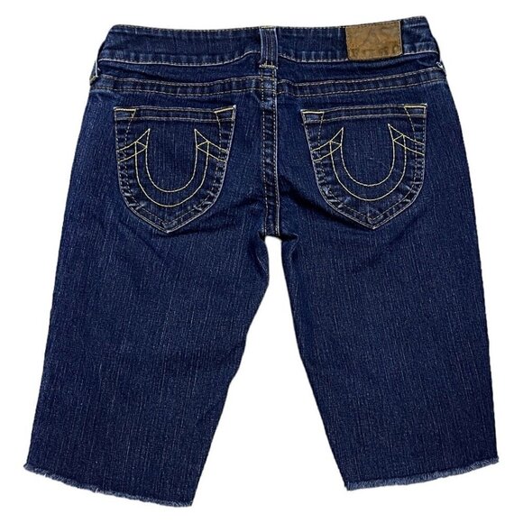 True Religion Raw Hem Summer Cut Off Denim Jean Shorts Womens 29” Waist - Picture 1 of 6